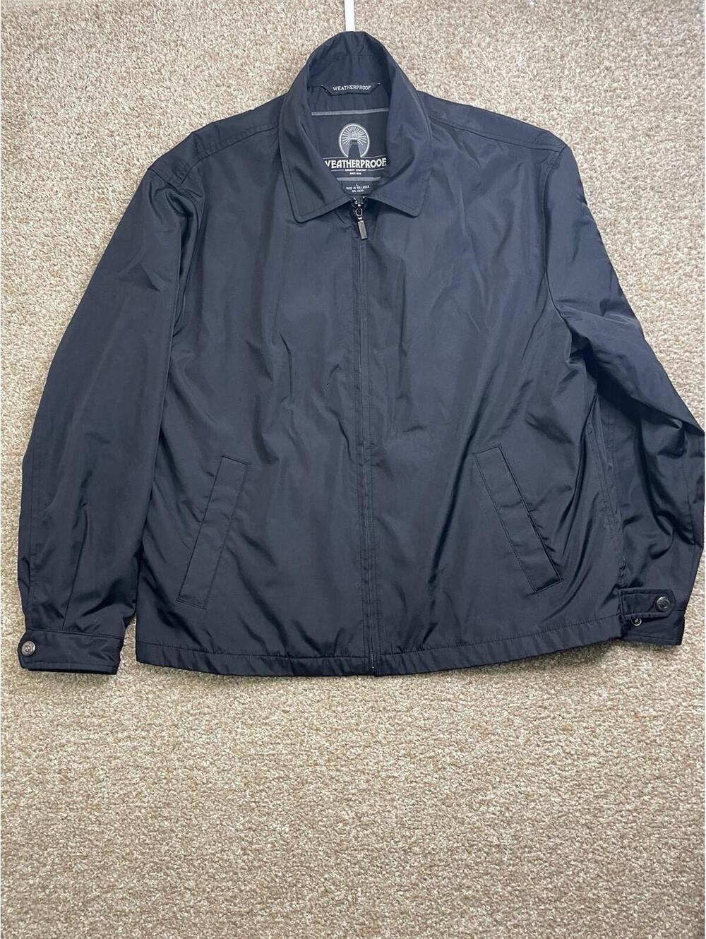 Weatherproof Harrington Jacket Mens Large Black Water Resistant Vtg Y2k